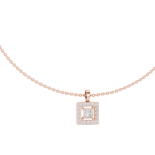 Regalia square diamond pendant - Yellow rose white gold - Opulent modern legacy piece