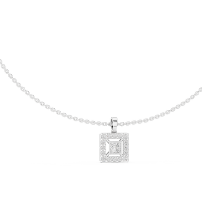 Regalia square diamond pendant - Yellow rose white Silver - Opulent modern legacy piece