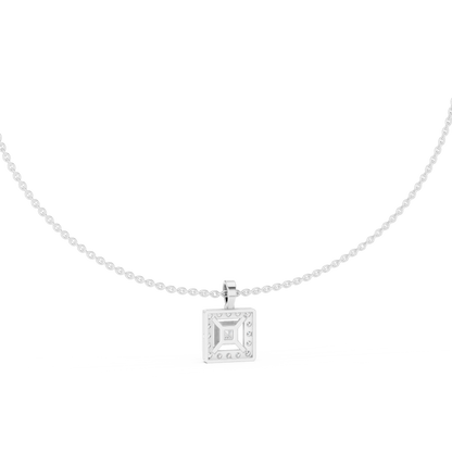 Regalia square diamond pendant - Yellow rose white Silver - Opulent modern legacy piece