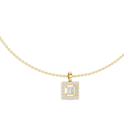 Regalia square diamond pendant - Yellow rose white Silver - Opulent modern legacy piece