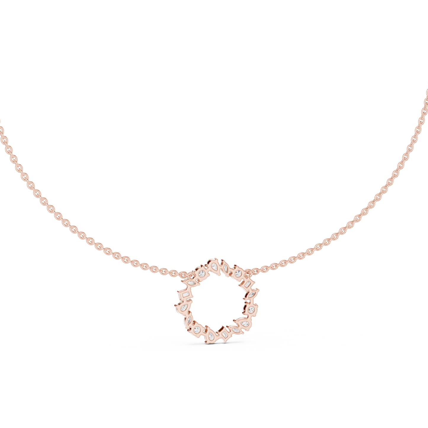 Pure Brilliance Loop - Diamond Charm Necklace - Yellow Rose White Gold Finish