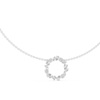 Pure Brilliance Loop - Diamond Charm Necklace - Yellow Rose White Gold Finish