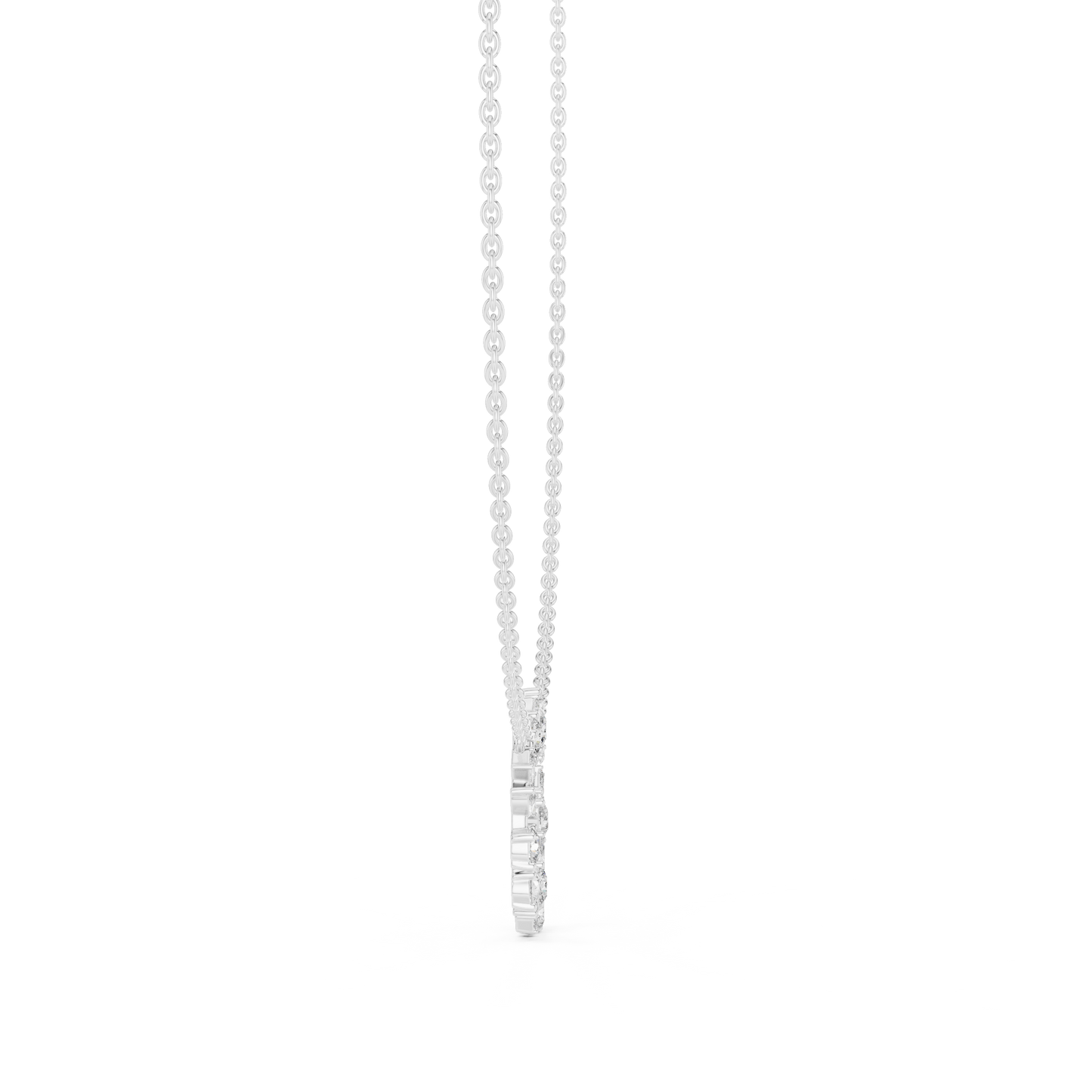 Pure Brilliance Loop - Diamond Charm Necklace - Yellow Rose White Gold Finish