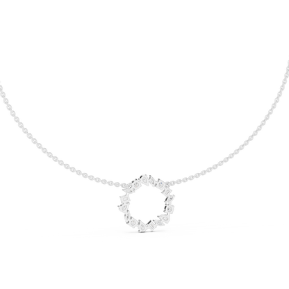 Pure Brilliance Loop - Diamond Charm Necklace - Yellow Rose White Gold Finish