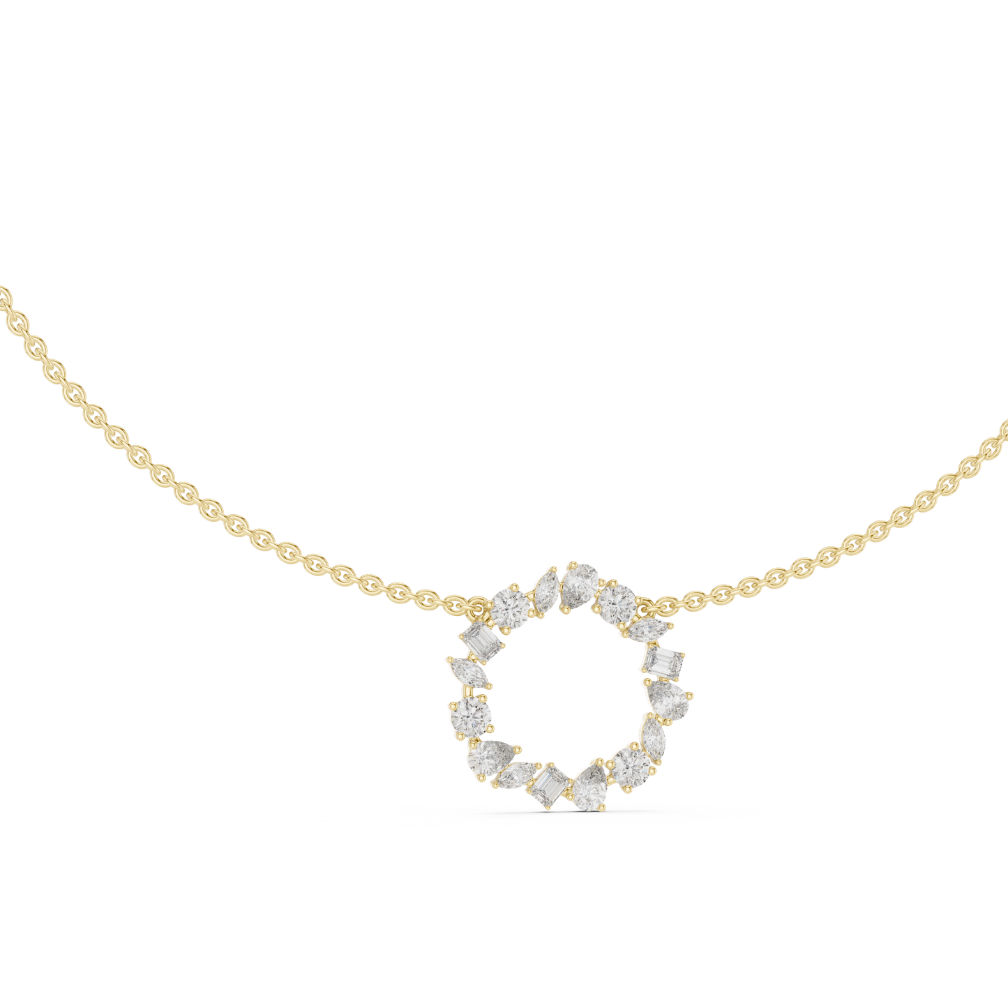 Pure Brilliance Loop - Diamond Charm Necklace - Yellow Rose White Gold Finish