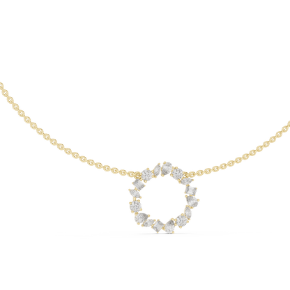 Pure Brilliance Loop - Diamond Charm Necklace - Yellow Rose White Gold Finish