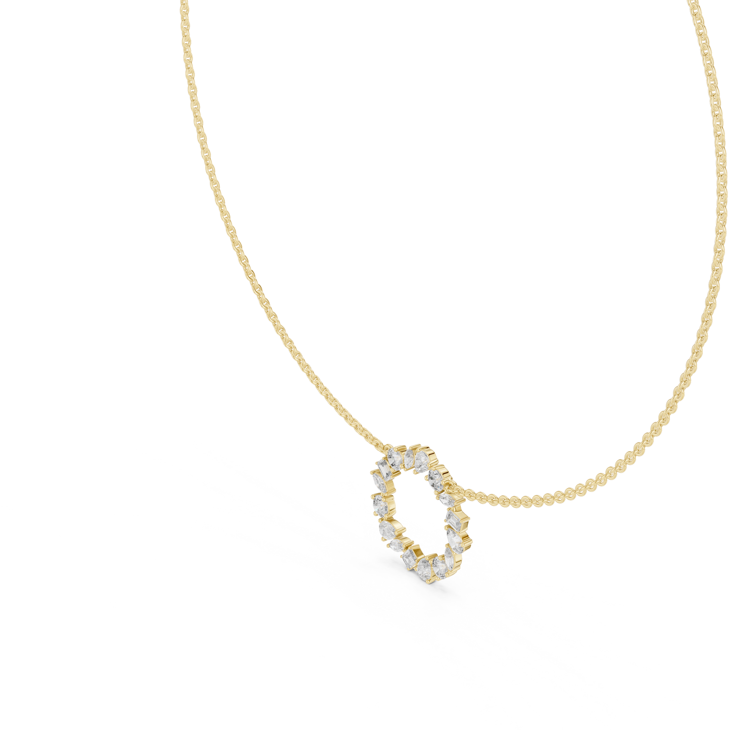 Pure Brilliance Loop - Diamond Charm Necklace - Yellow Rose White Gold Finish