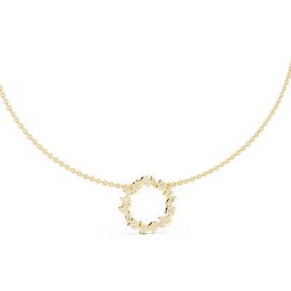 Pure Brilliance Loop - Diamond Charm Necklace - Yellow Rose White Gold Finish