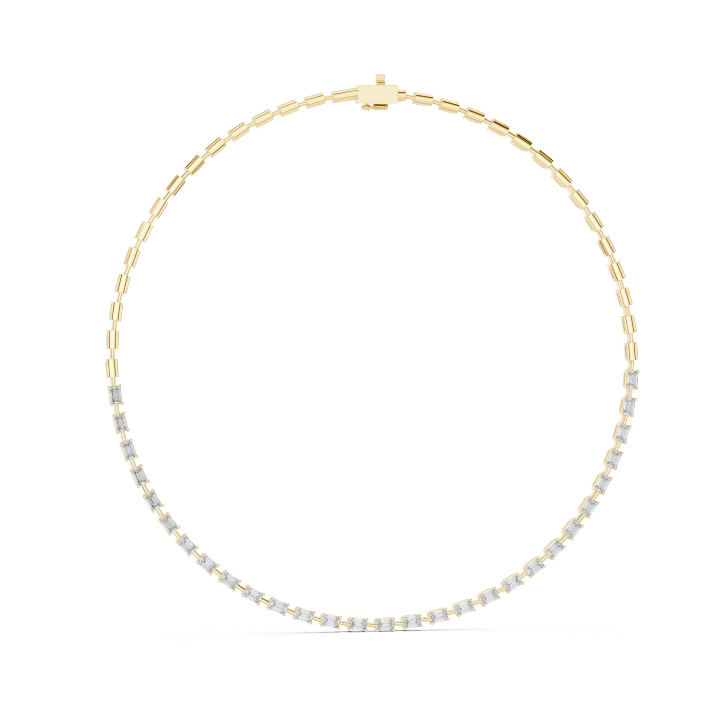 Ascendant Diamond Tennis Necklace - Baguette Gold Linear Design - High Status Minimal Fine Jewelry