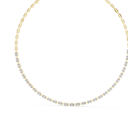 Ascendant Diamond Tennis Necklace - Baguette Gold Linear Design - High Status Minimal Fine Jewelry