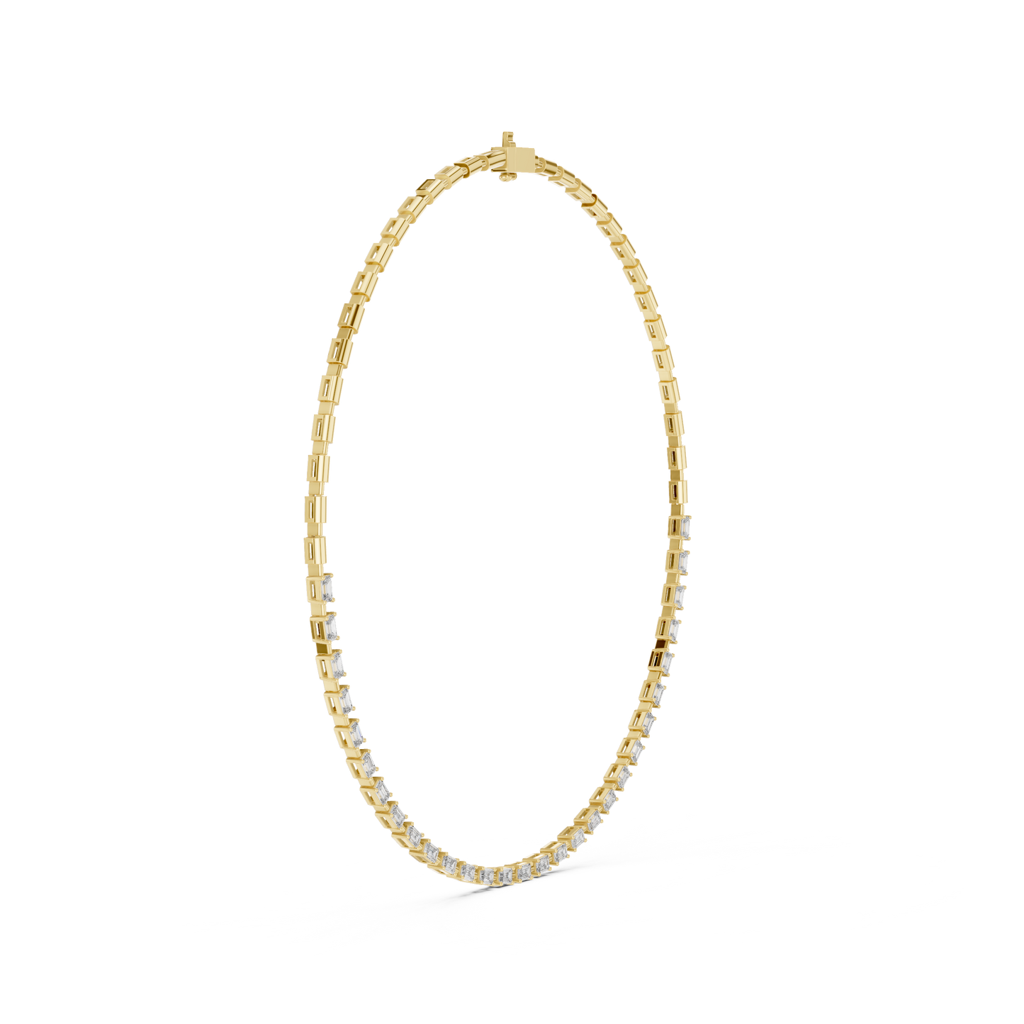 Ascendant Diamond Tennis Necklace - Baguette Gold Linear Design - High Status Minimal Fine Jewelry