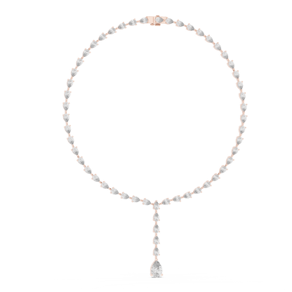 Opaline Pear Diamond Necklace | Graceful Y Lariat Flow | Museum Worth Bridal Jewelry Creation