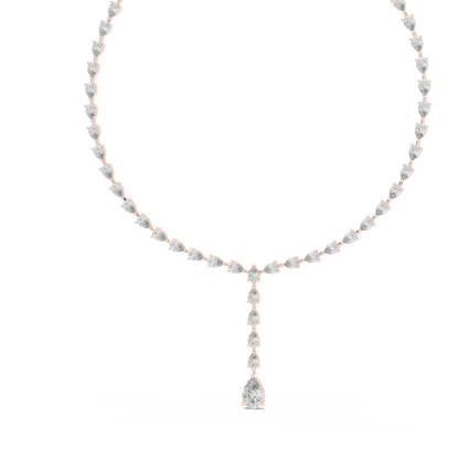 Opaline Pear Diamond Necklace | Graceful Y Lariat Flow | Museum Worth Bridal Jewelry Creation