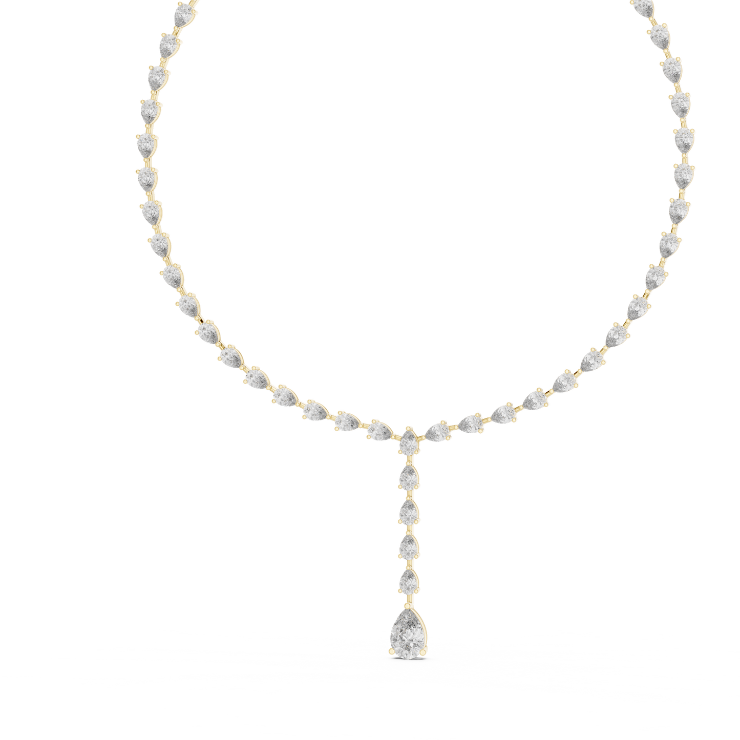 Opaline Pear Diamond Necklace | Graceful Y Lariat Flow | Museum Worth Bridal Jewelry Creation