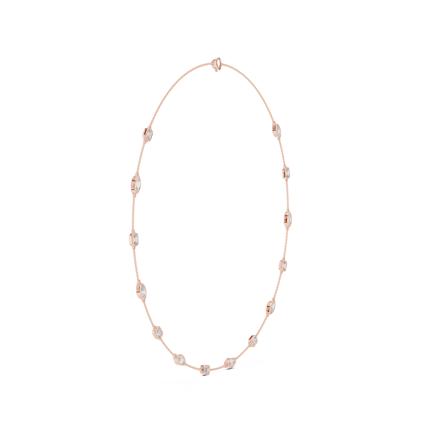 Regalia Station Diamond Necklace | Sculpted Floating Diamond Links | Luxury Modern Heirloom Jewelry Creation