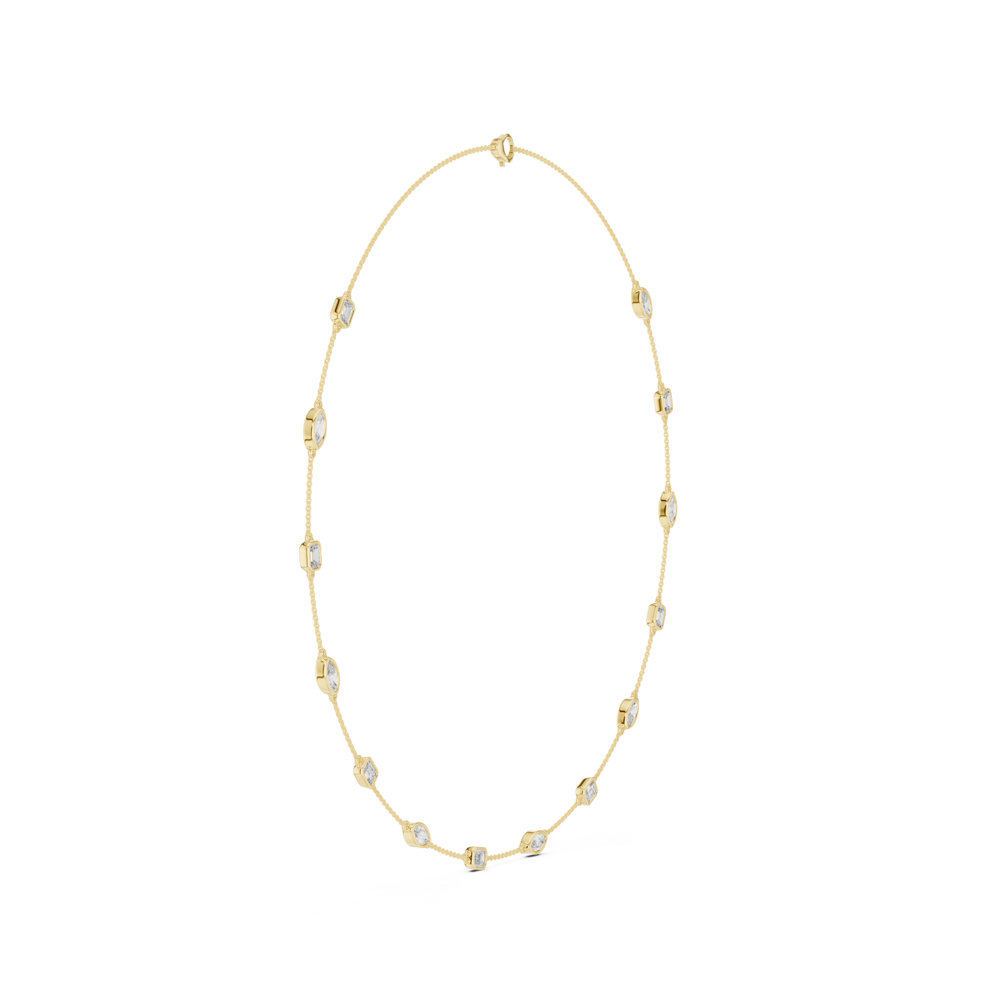 Regalia Station Diamond Necklace | Sculpted Floating Diamond Links | Luxury Modern Heirloom Jewelry Creation