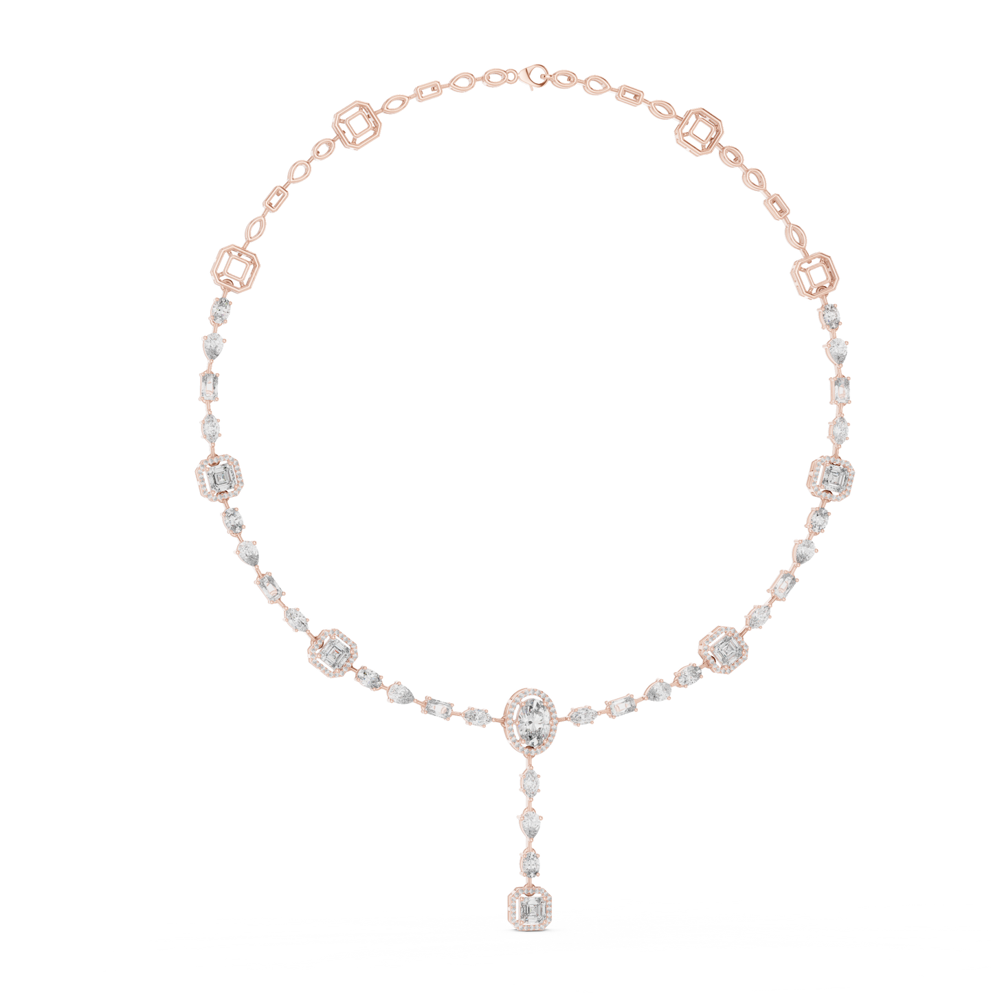 Artisanal diamond drop necklace | rose gold platinum fusion | couture elegance ceremonial luxury