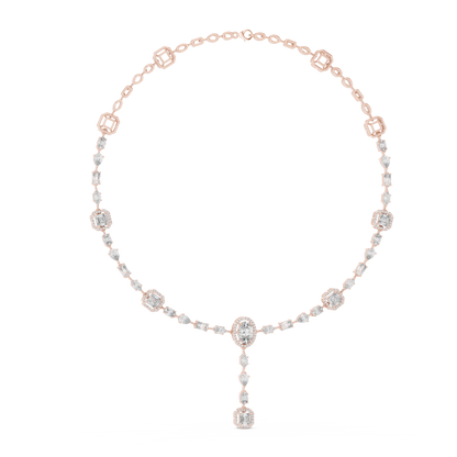 Artisanal diamond drop necklace | rose gold platinum fusion | couture elegance ceremonial luxury