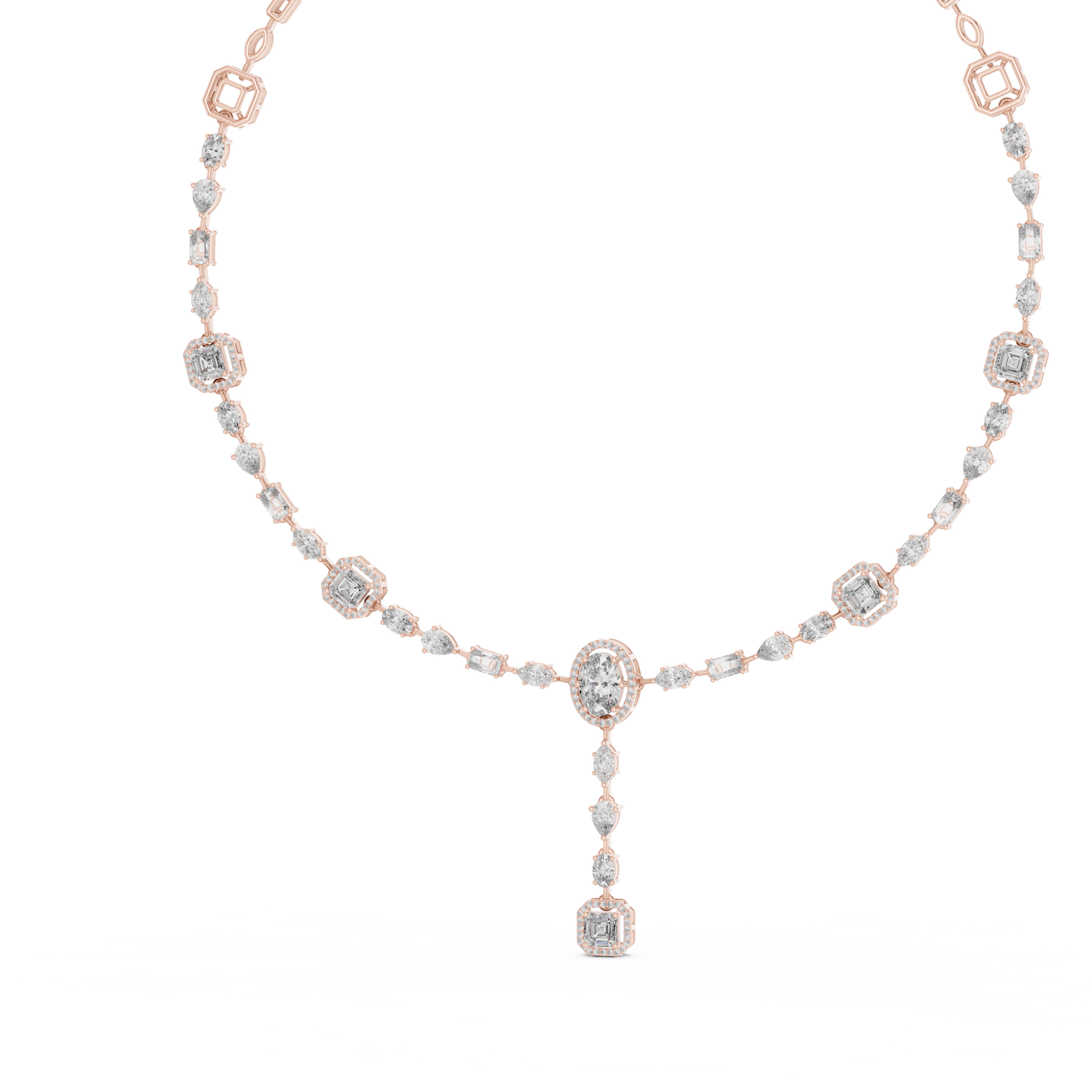 Artisanal diamond drop necklace | rose gold platinum fusion | couture elegance ceremonial luxury