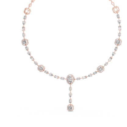 Artisanal diamond drop necklace | rose gold platinum fusion | couture elegance ceremonial luxury