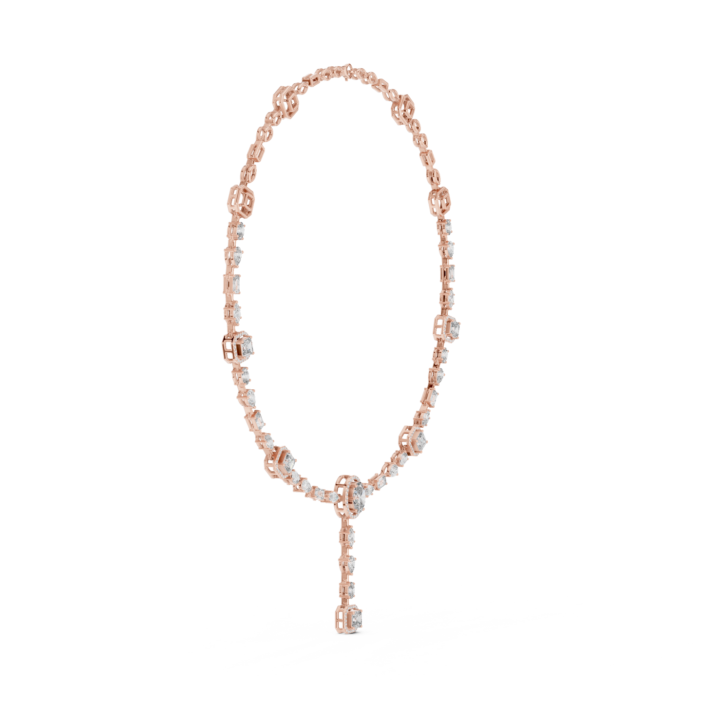 Artisanal diamond drop necklace | rose gold platinum fusion | couture elegance ceremonial luxury