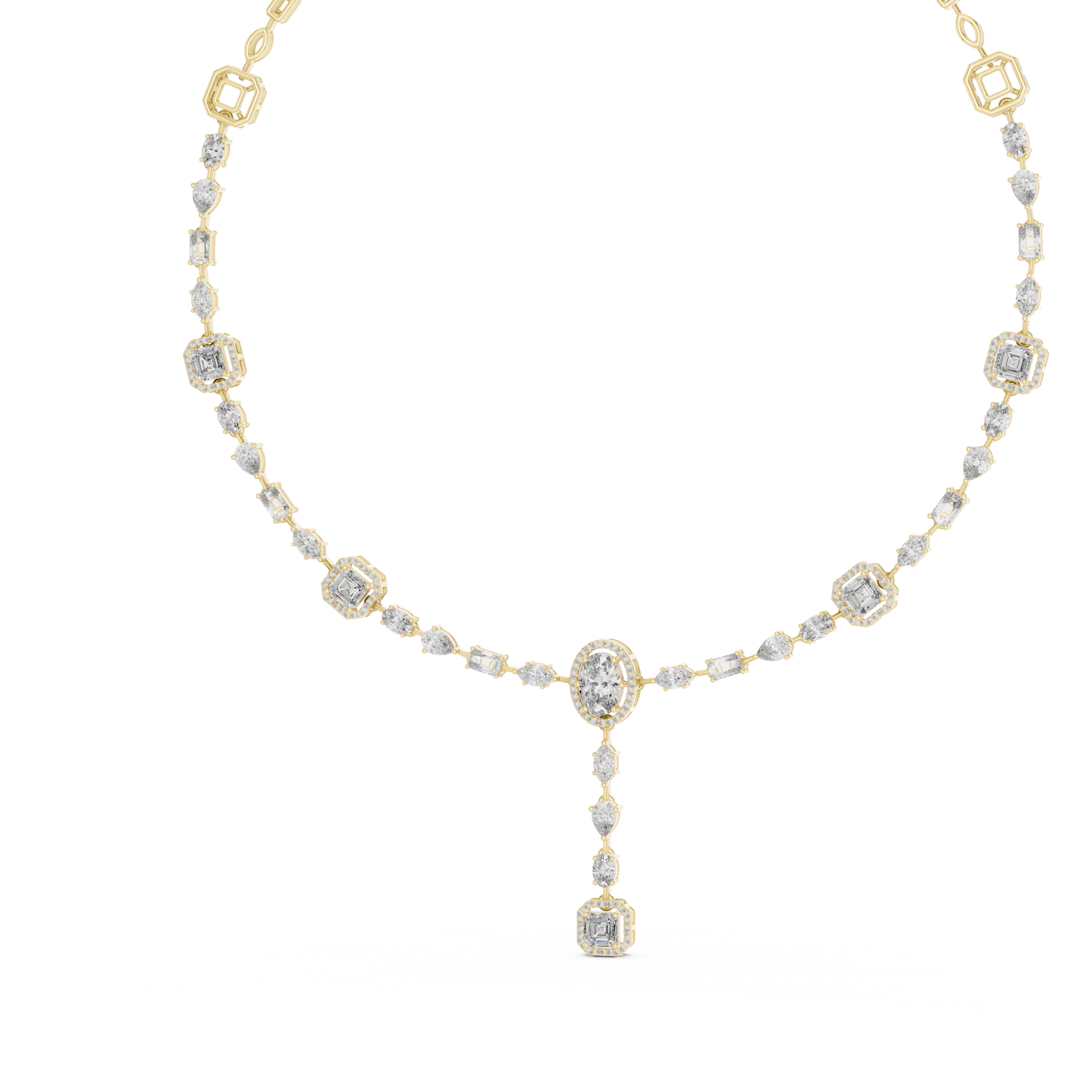 Artisanal diamond drop necklace | rose gold platinum fusion | couture elegance ceremonial luxury