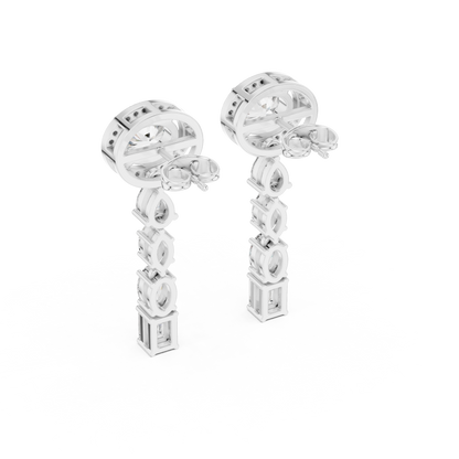 Oval Halo Diamond Drop Earrings in 925 Sterling Silver – Luxury Bridal Dangle Earrings - Moissanite Diamond Dangle Earrings – Oval & Pear Cut Bridal Statement Jewelry