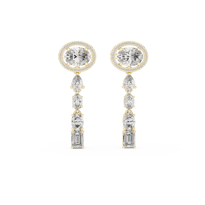 Oval Halo Diamond Drop Earrings in 925 Sterling Silver – Luxury Bridal Dangle Earrings - Moissanite Diamond Dangle Earrings – Oval & Pear Cut Bridal Statement Jewelry
