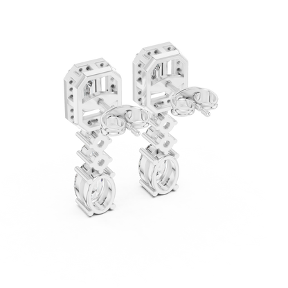 Singular Creation Emerald Cut Diamond Dangle Earrings - Finite Edition Emerald Cut Diamond Drop Earrings - Emerald Cut Diamond Drop Earrings with Oval Dangle – Luxury Bridal Statement Earrings