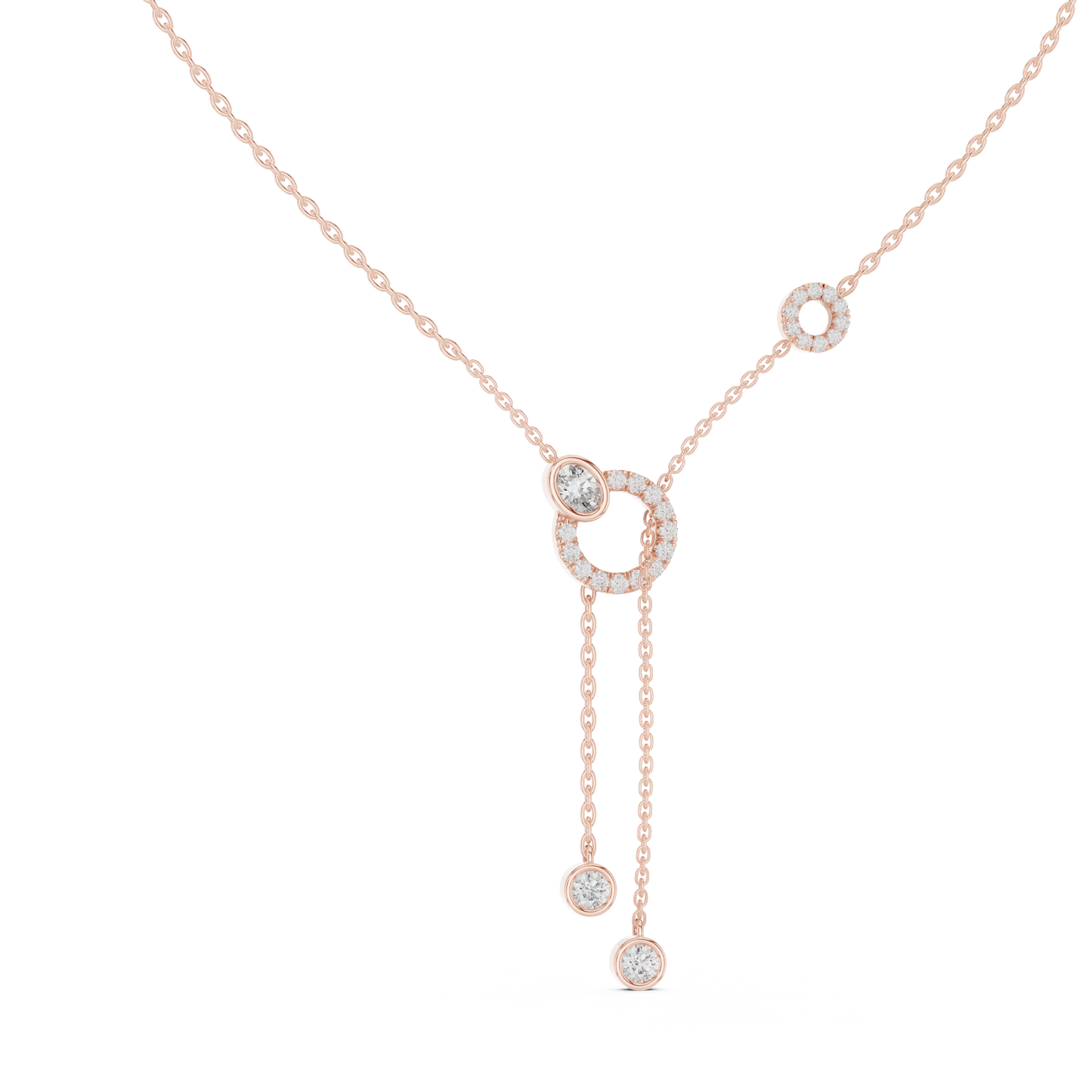 Luminous Halo Diamond Necklace | Elegant Y Drop | Modern 925 Sterling Silver Statement Piece
