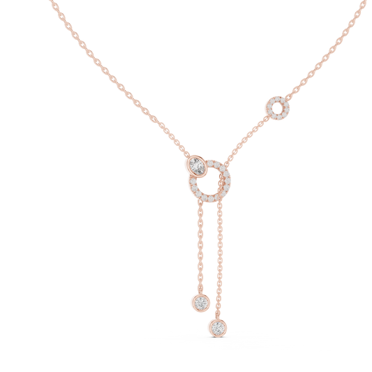Luminous Halo Diamond Necklace | Elegant Y Drop | Modern Gold Statement Piece