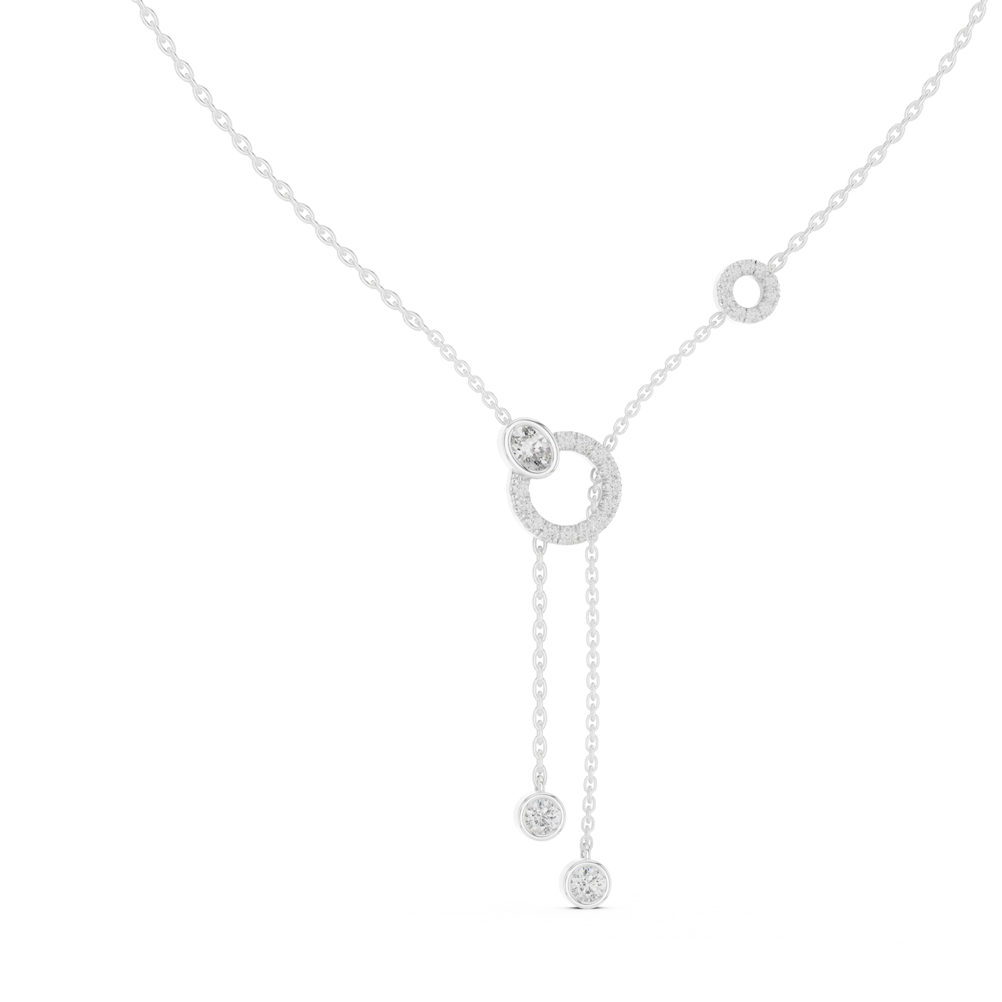Luminous Halo Diamond Necklace | Elegant Y Drop | Modern 925 Sterling Silver Statement Piece