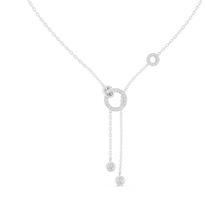 Luminous Halo Diamond Necklace | Elegant Y Drop | Modern 925 Sterling Silver Statement Piece