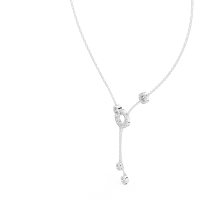 Luminous Halo Diamond Necklace | Elegant Y Drop | Modern 925 Sterling Silver Statement Piece