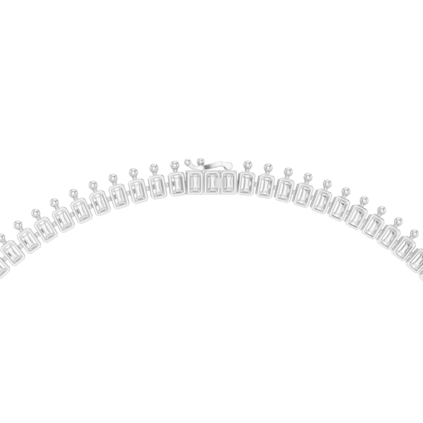 Grand Royal Diamond Necklace - Emerald Cut Detailing - High End Bridal Couture Jewelry