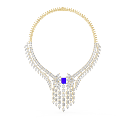 Grand Royal Diamond Necklace - Emerald Cut Detailing - High End Bridal Couture Jewelry