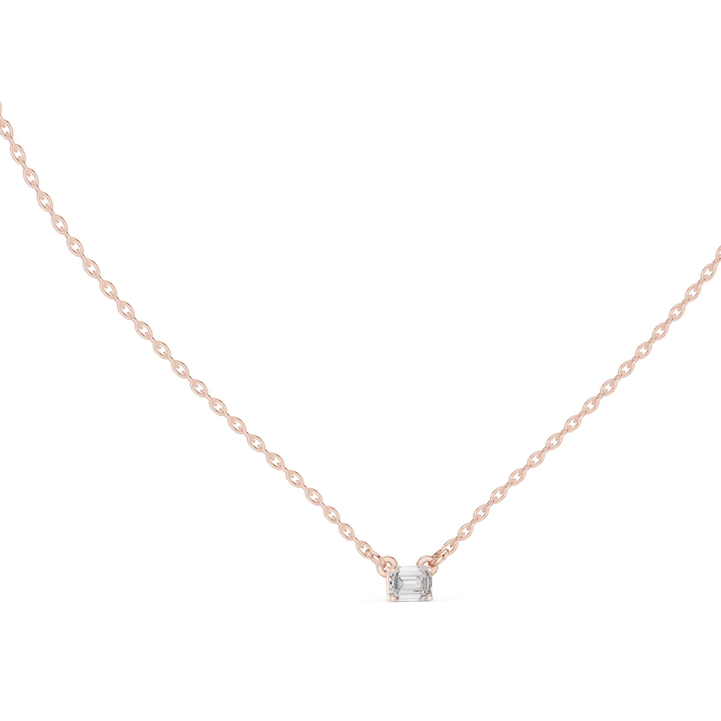 Ultra Minimal Cube | Diamond Gold Rose | Luxury Solitaire Pendant Necklace Collection