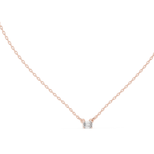Ultra Minimal Cube | Diamond Gold Rose | Luxury Solitaire Pendant Necklace Collection