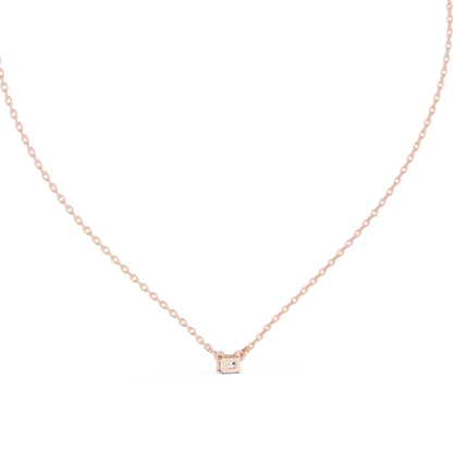 Ultra Minimal Cube | Diamond Gold Rose | Luxury Solitaire Pendant Necklace Collection