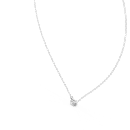 Ultra Minimal Cube | Diamond Gold Rose | Luxury Solitaire Pendant Necklace Collection