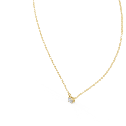 Ultra Minimal Cube | Diamond Gold Rose | Luxury Solitaire Pendant Necklace Collection