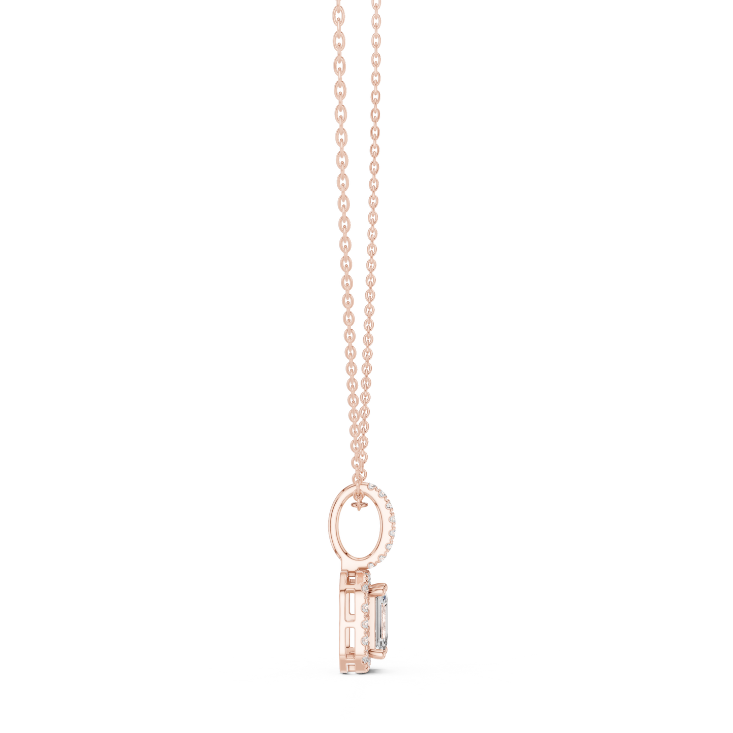 Emerald Shape Halo Pendant - Brilliant Lab Grown Diamonds - Statement Luxury ✧ 925 Sterling Silver ✧ Silver Gold Plated ✧ Necklace Women