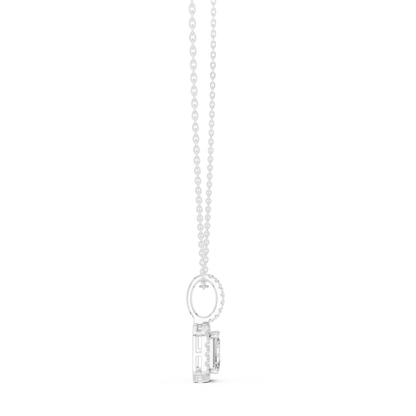 Emerald Shape Halo Pendant - Brilliant Lab Grown Diamonds - Statement Luxury ✧ 925 Sterling Silver ✧ Silver Gold Plated ✧ Necklace Women