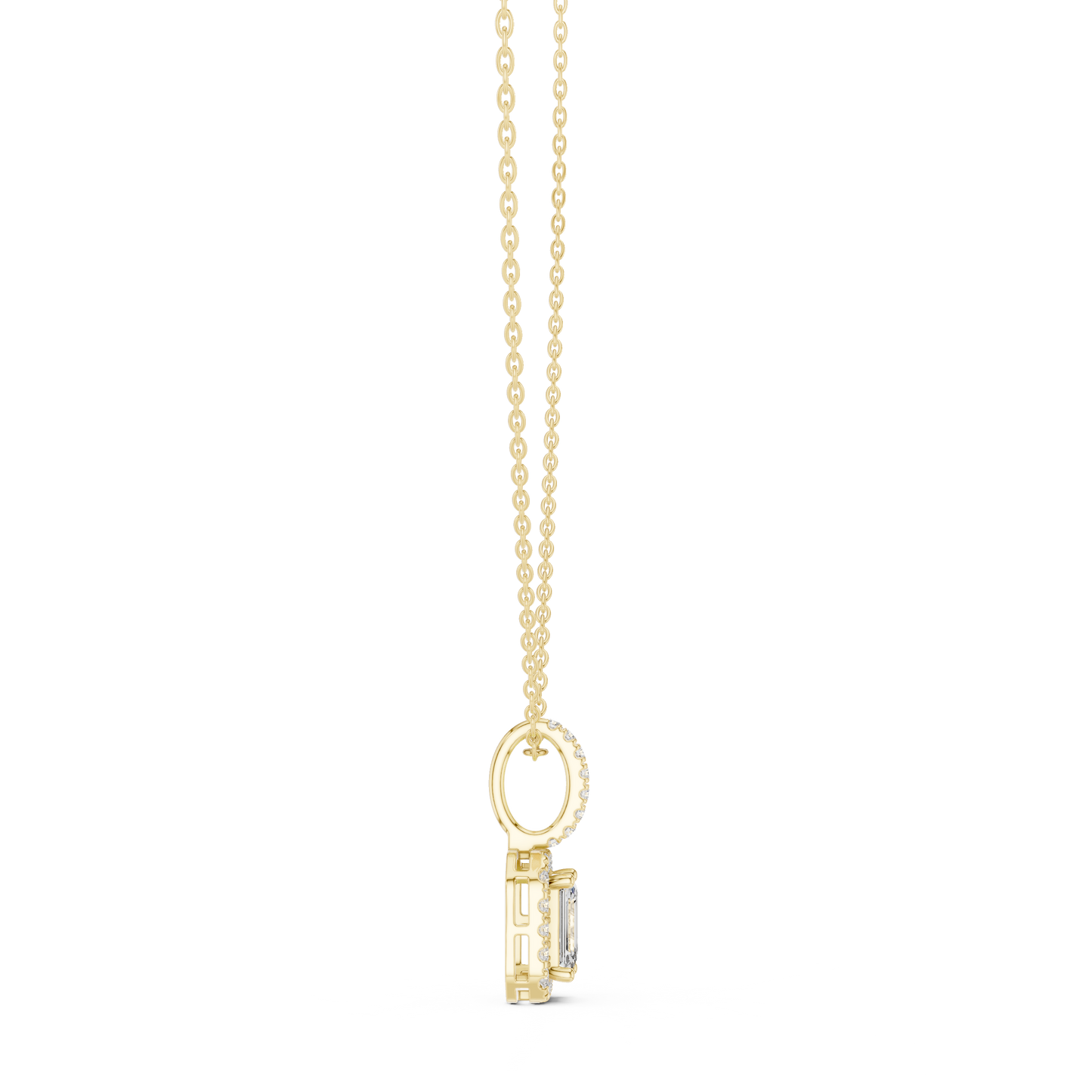 Emerald Shape Halo Pendant - Brilliant Lab Grown Diamonds - Statement Luxury ✧ 925 Sterling Silver ✧ Silver Gold Plated ✧ Necklace Women