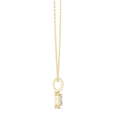 Emerald Shape Halo Pendant - Brilliant Lab Grown Diamonds - Statement Luxury ✧ 925 Sterling Silver ✧ Silver Gold Plated ✧ Necklace Women