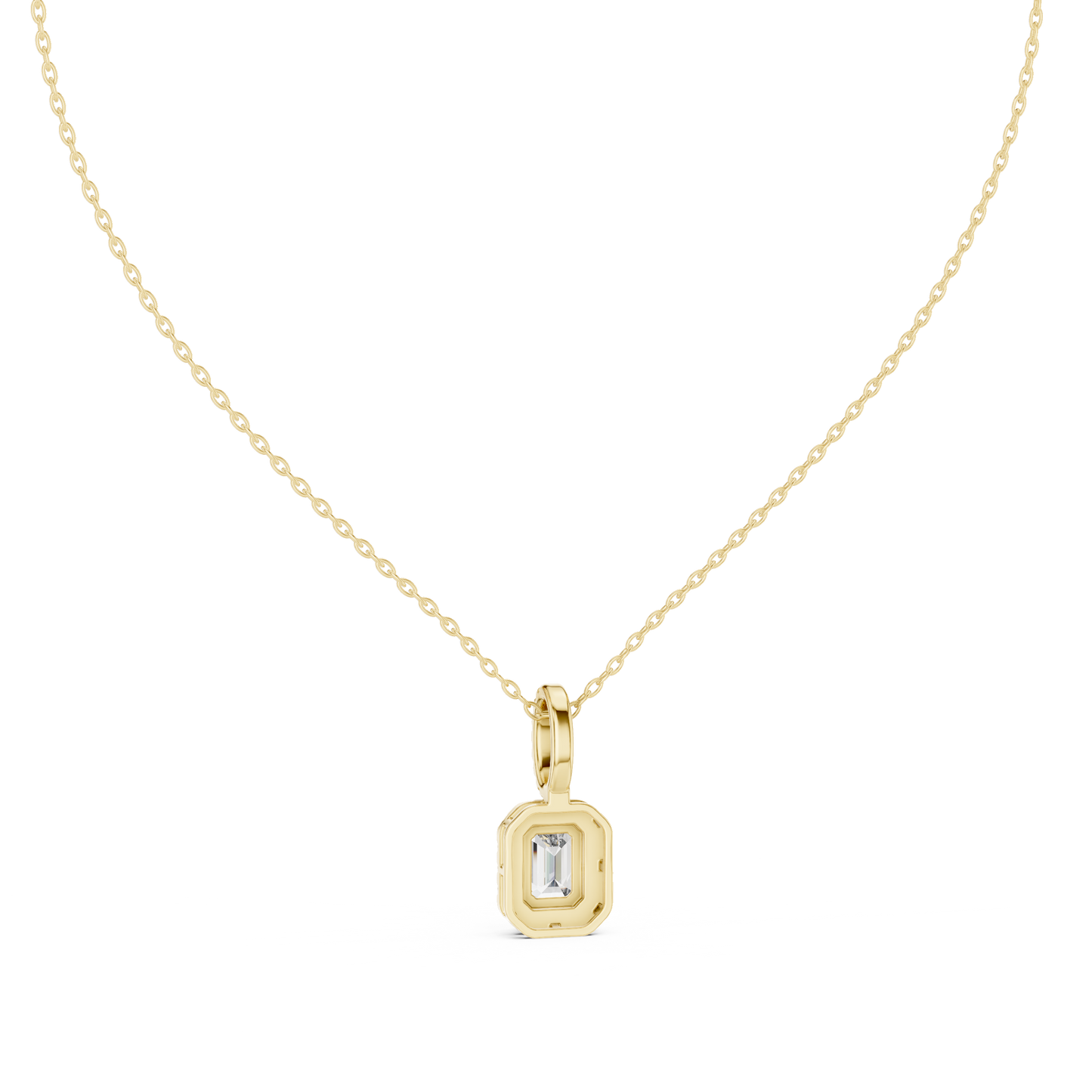 Emerald Shape Halo Pendant - Brilliant Lab Grown Diamonds - Statement Luxury ✧ 925 Sterling Silver ✧ Silver Gold Plated ✧ Necklace Women