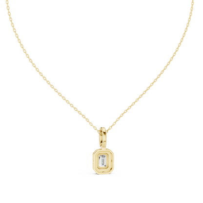 Emerald Shape Halo Pendant - Brilliant Lab Grown Diamonds - Statement Luxury ✧ 925 Sterling Silver ✧ Silver Gold Plated ✧ Necklace Women