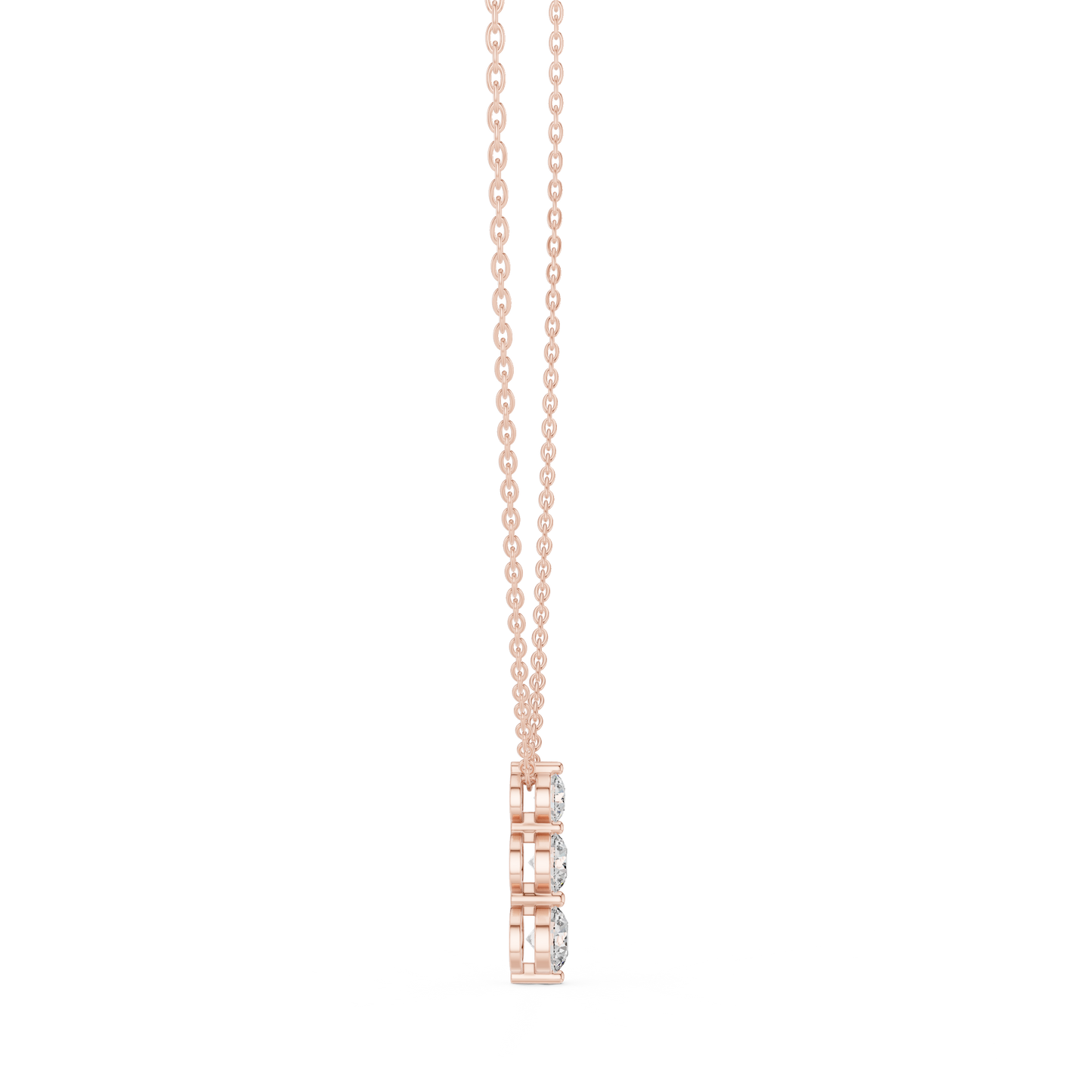 Exquisite Triple Diamond Pendant | Yellow Rose White Plated Silver | High Luxury Minimal Fine Jewelry