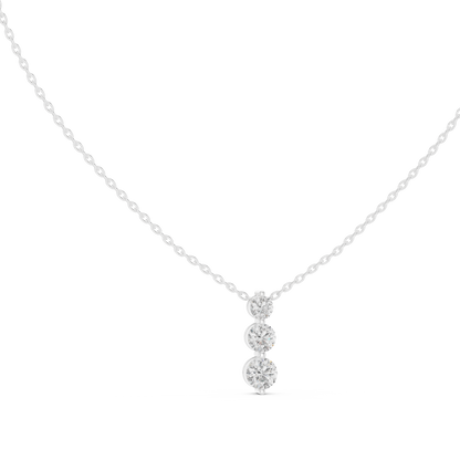 Exquisite Triple Diamond Pendant | Yellow Rose White Plated Silver | High Luxury Minimal Fine Jewelry