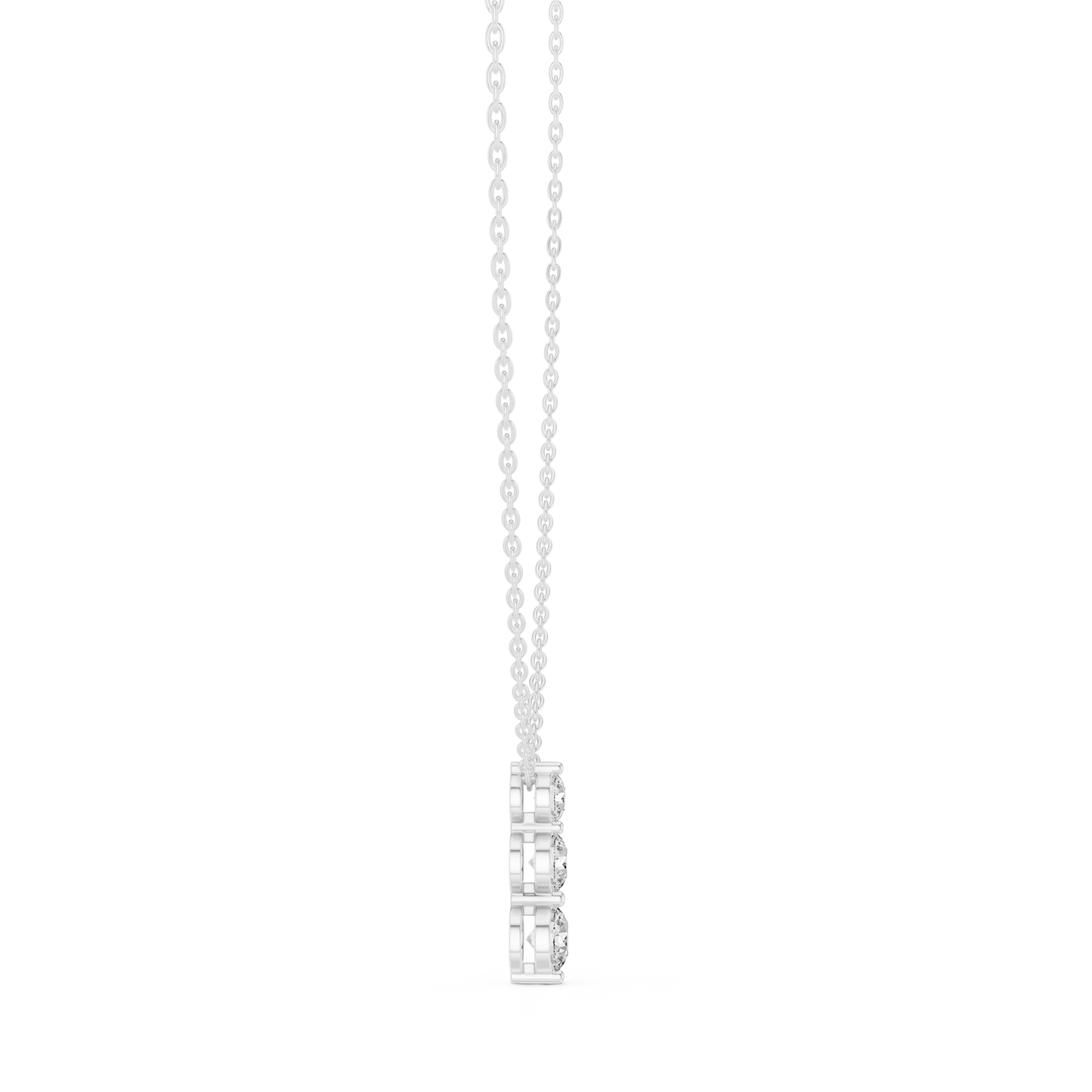 Exquisite Triple Diamond Pendant | Yellow Rose White Plated Silver | High Luxury Minimal Fine Jewelry